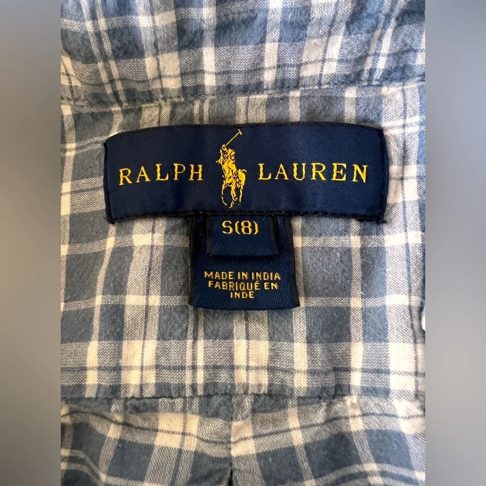 Ralph Lauren Boys Plaid Button Down Shirt Size 8